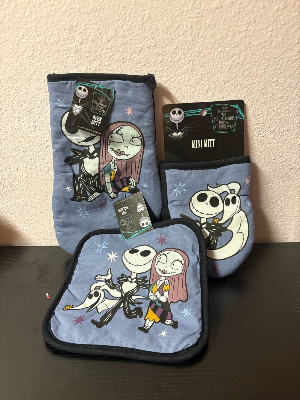Disney Nightmare Before Christmas Jack Sally Zero 3 Piece Kitchen Set NWT
